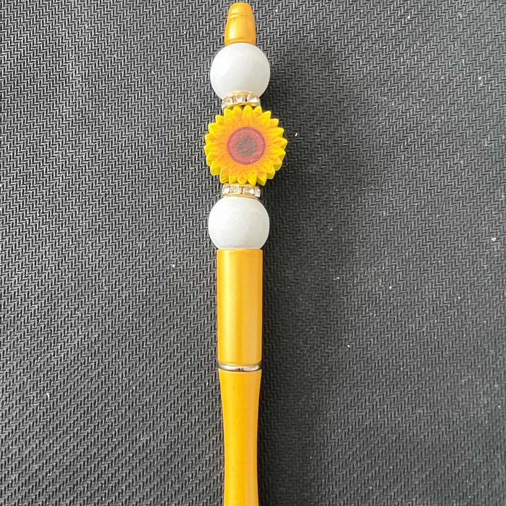 Sunflower Beaded Gold Pen